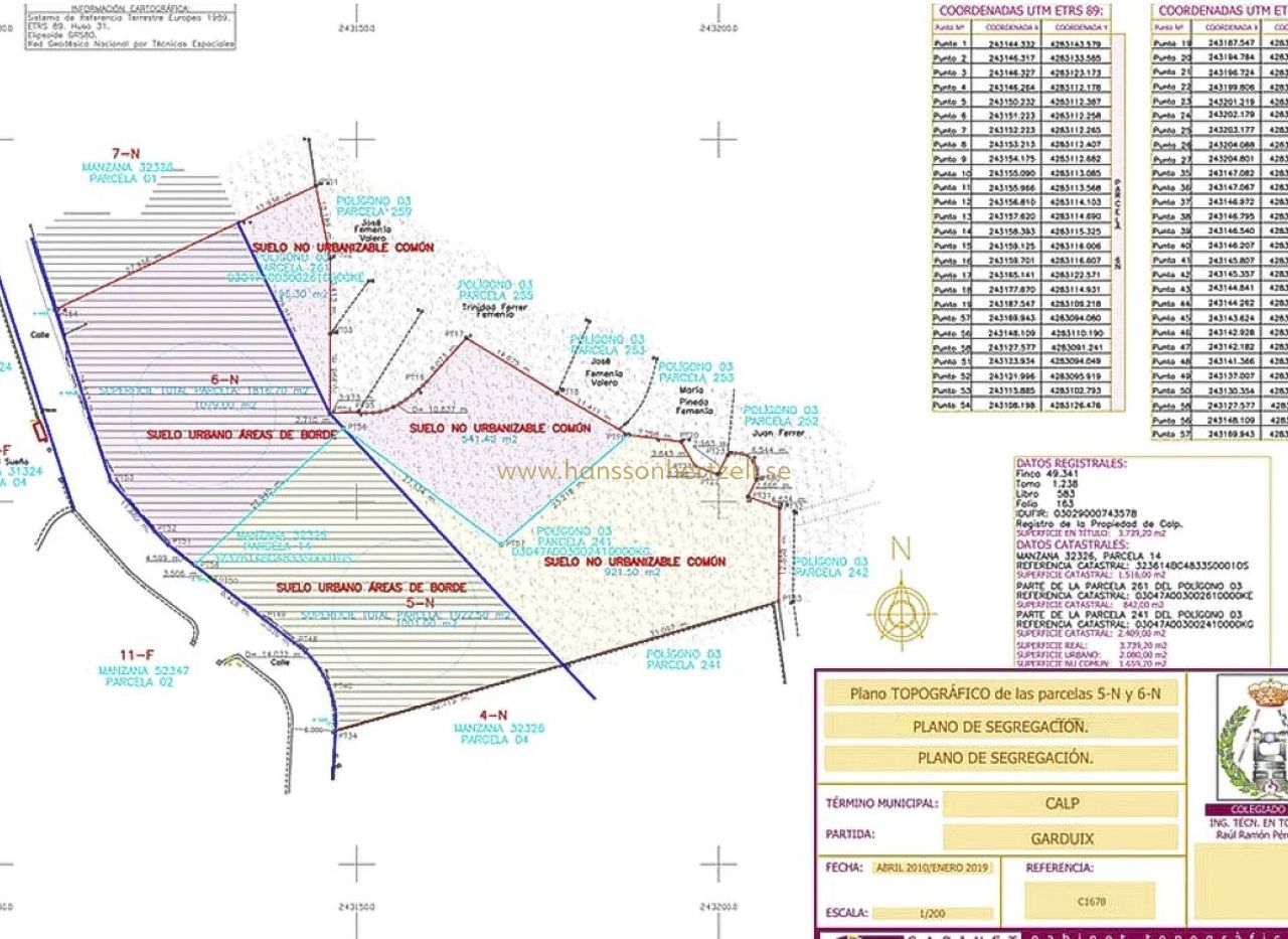 Sale - Plot - Calpe - Partida Garduix